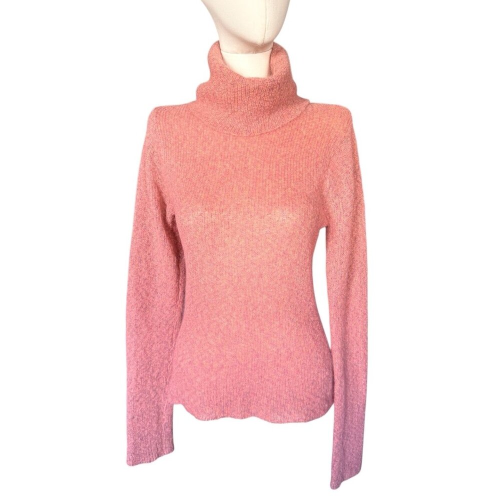 Vintage Free People Pink Mohair Blend Long Sleeve Pullover Turtleneck Sz L